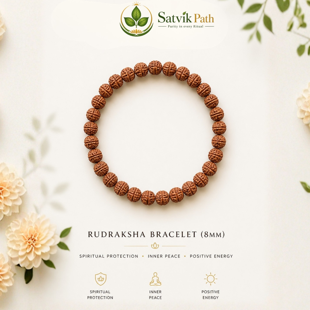 Satvik path products (25) Rudraksha Bracelet - Elastic - Image 1